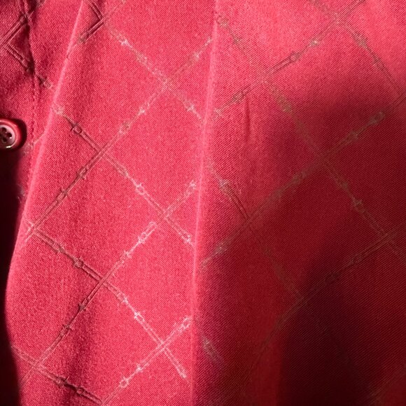 Talbots Long Sleeve Button Up Stretch Burgandy Faux Suede -Horse Bits in Design - Picture 6 of 7